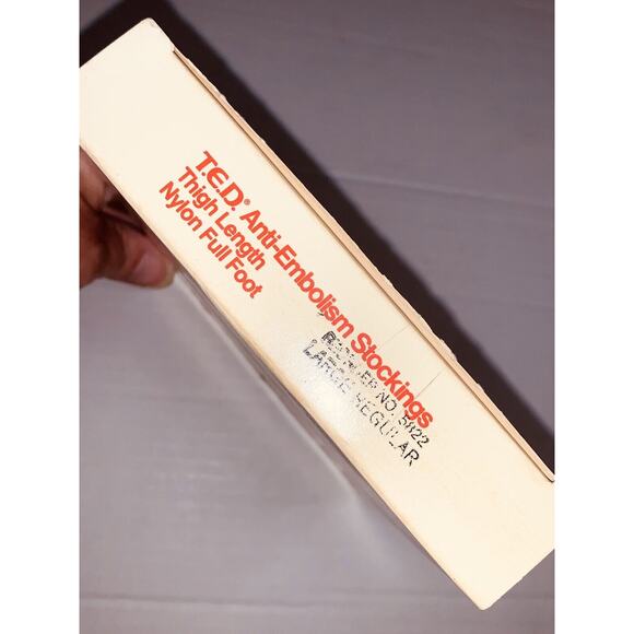 T.E.D. Anti-Embolism Stockings Thigh Length L-Regular 1 pair Nylon Full Foot NOS - Picture 6 of 7